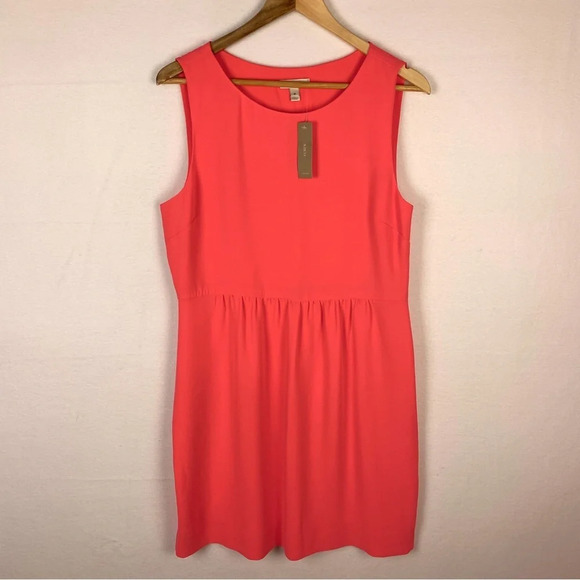 NWT J. Crew Classic Coral Pink Sleeveless Shift Dress - Picture 1 of 5